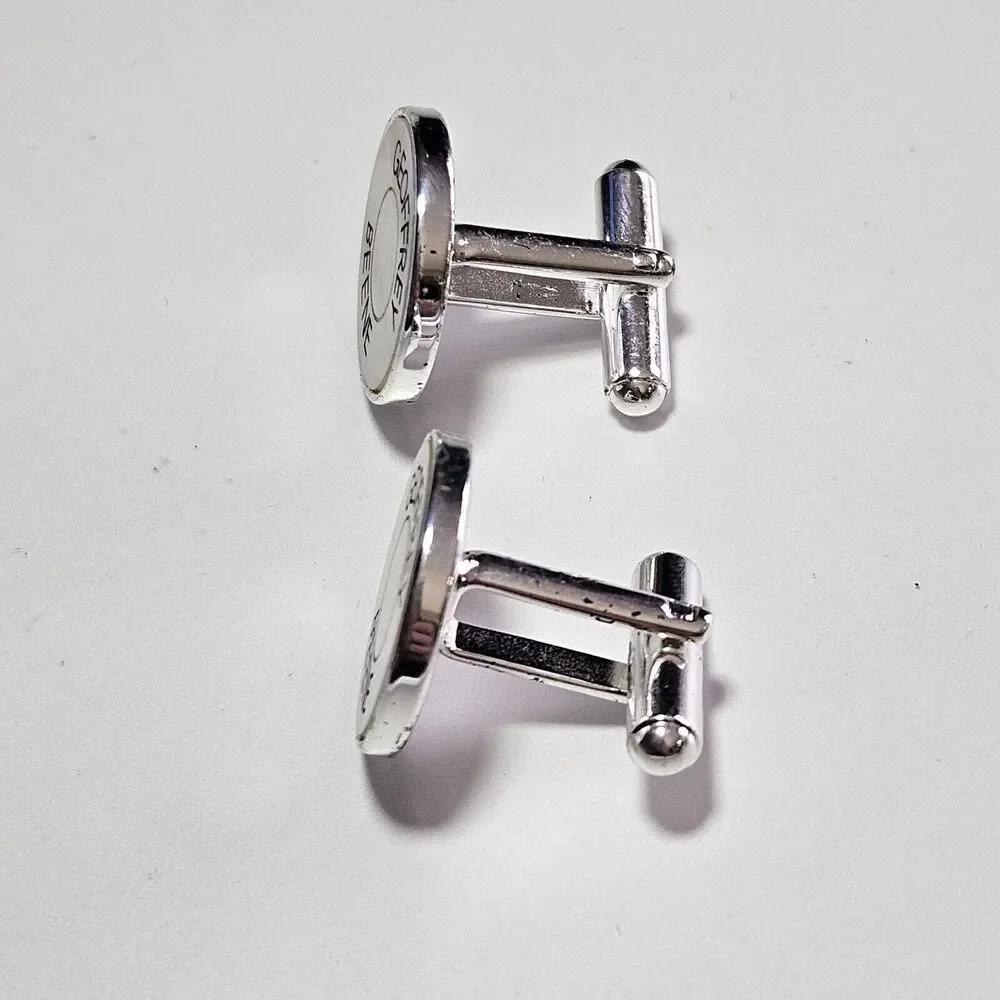 Geoffrey Beene Silver Tone And Mother Of Pearl Cufflinks